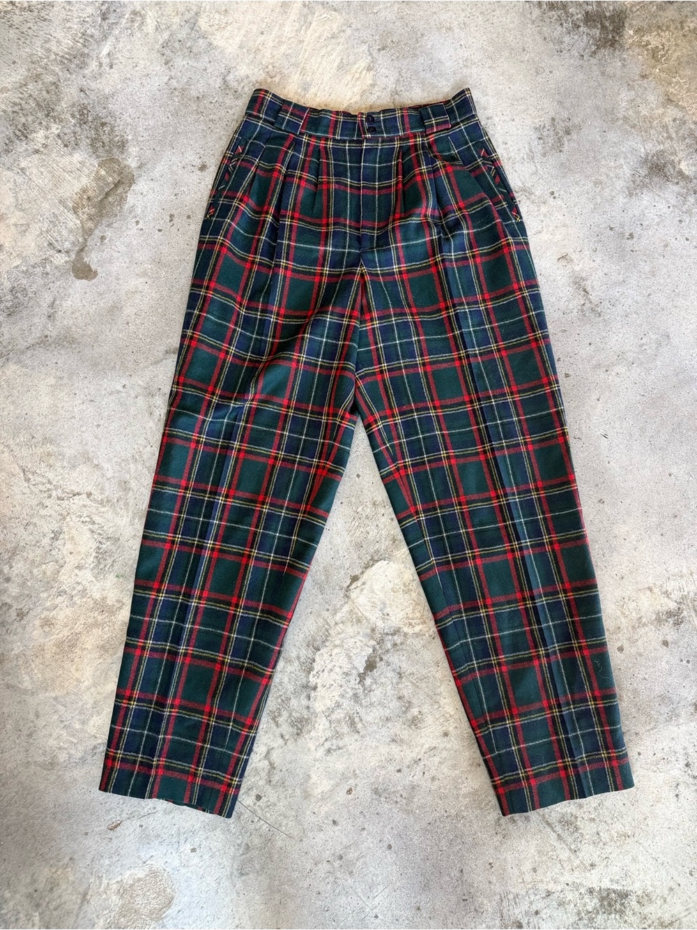 Vintage 100% wool plaid pants